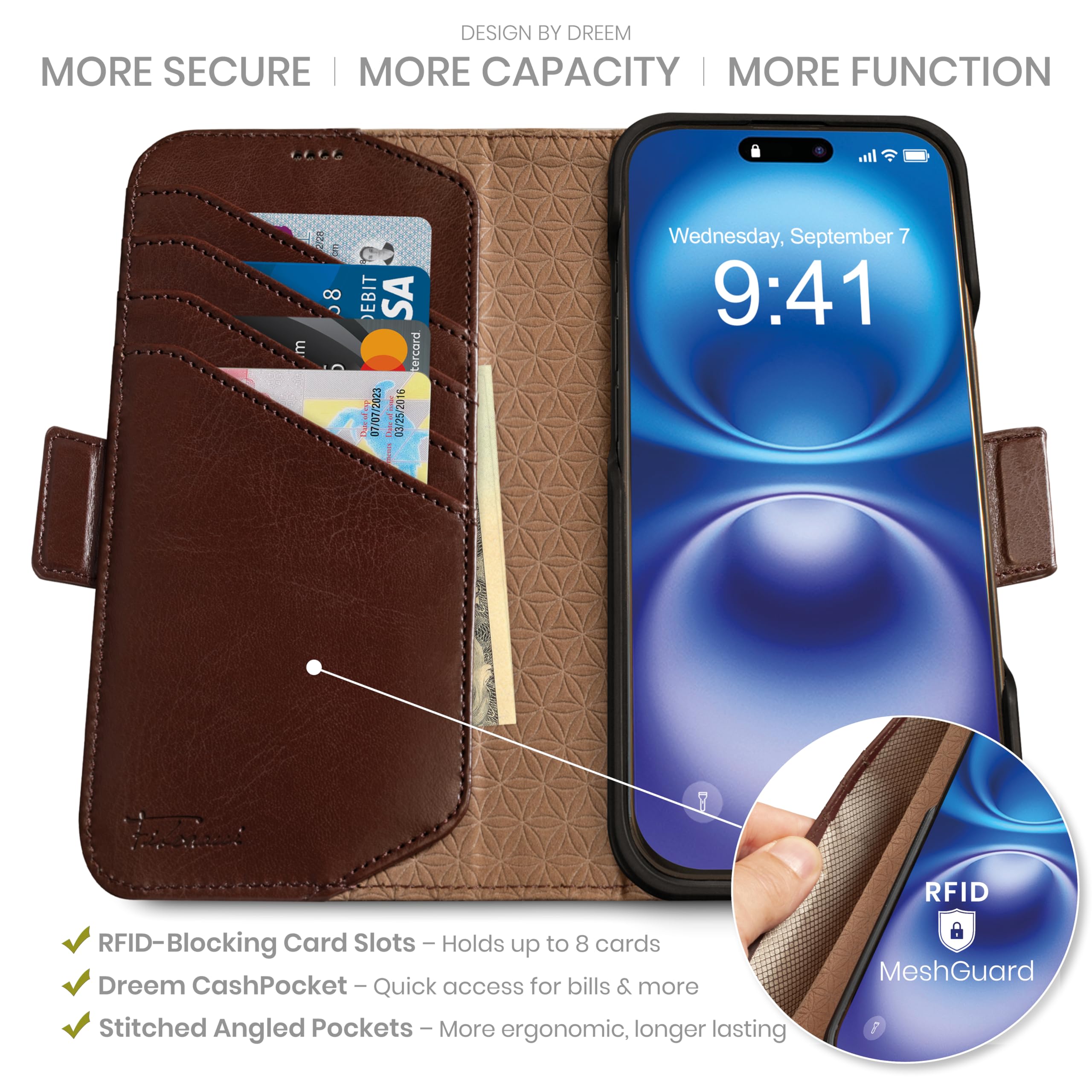 Amazon.co.jp: Dreem iphone 16 plus ケースウォレット、画期的な
